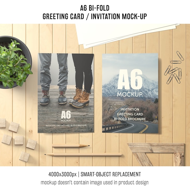Download Creative a6 bi-fold greeting card mockup | Free PSD File