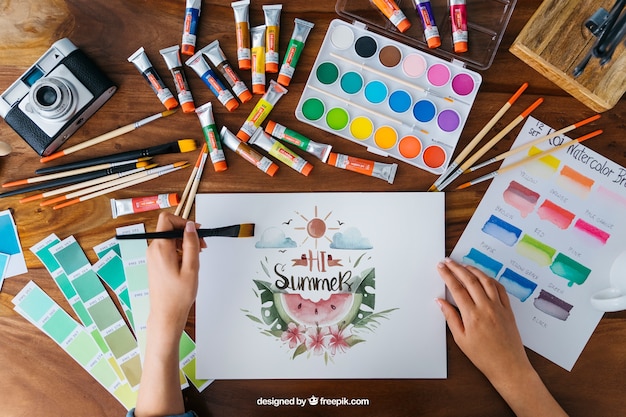 Download Creative art and paint mockup PSD file | Free Download