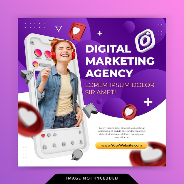 Creative concept digital marketing agency social media instagram promotion template Premium Psd