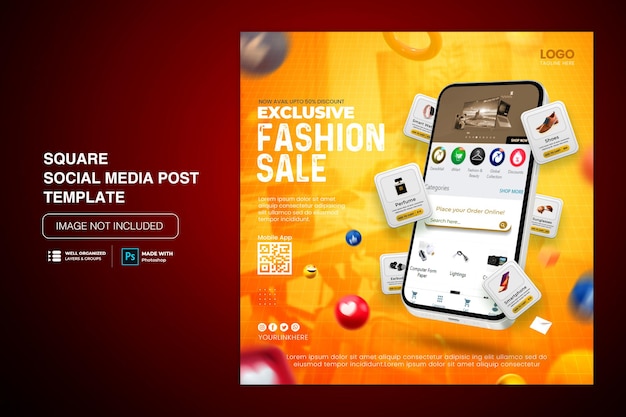 Creative concept flash sale online shopping promotion on social media post Premium Psd