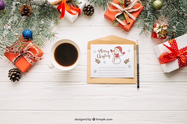 Free PSD | Creative letter mockup with christmas design