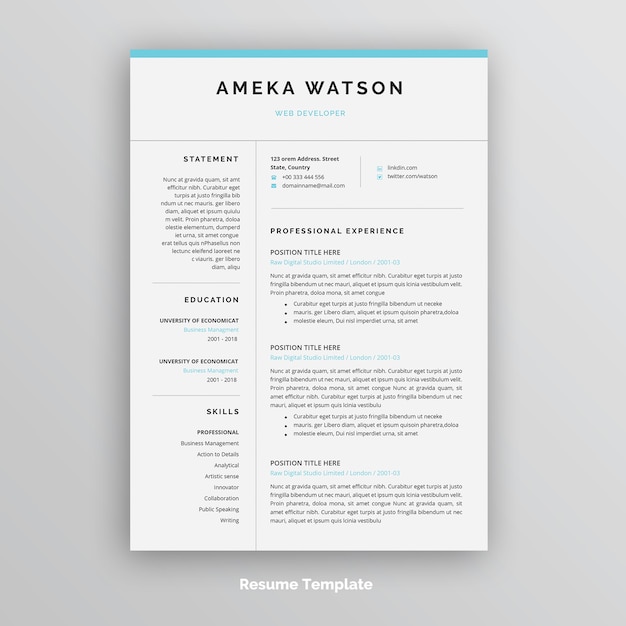 Premium PSD | Creative resume or cv template