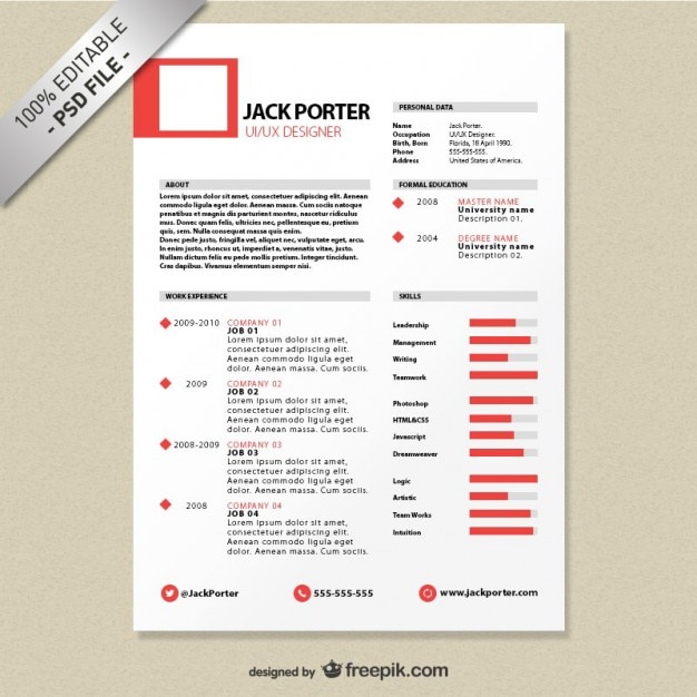 Download Premium Psd Creative Resume Template Download Free PSD Mockup Templates