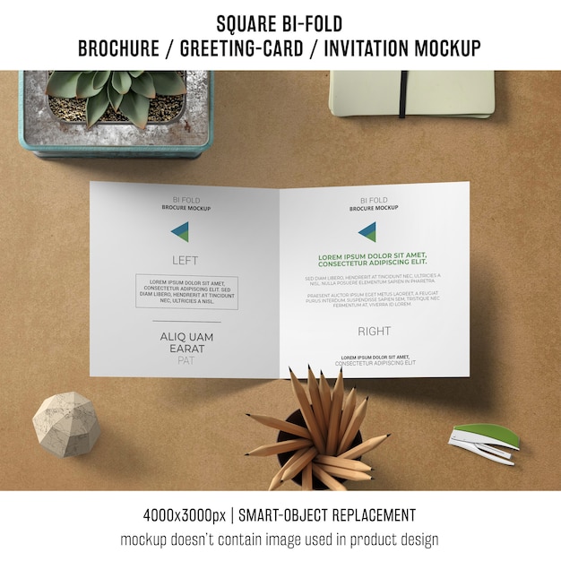 Download Creative square bi-fold brochure or greeting card mockup ...