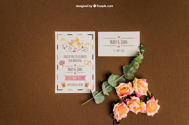 Creative stationery wedding mockup PSD Template