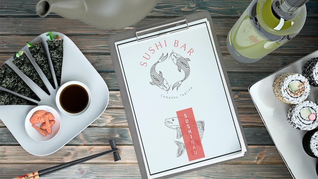 Download Free PSD | Creative sushi bar menu mockup