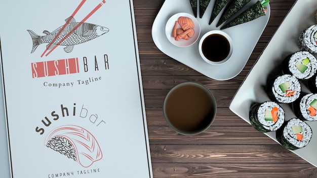 Download Creative sushi bar menu mockup | Free PSD File
