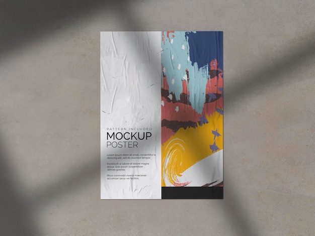 Download Free PSD | Crumpled poster with shadow mockup