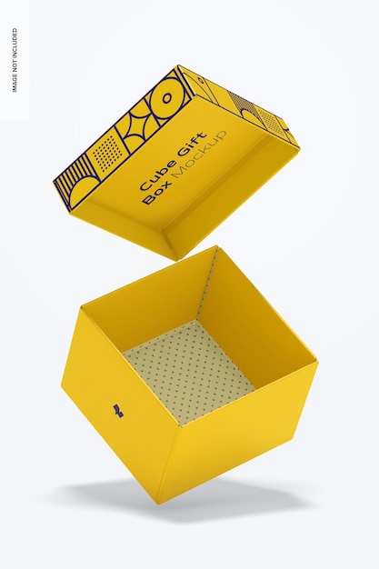 Premium PSD | Cube gift box mockup