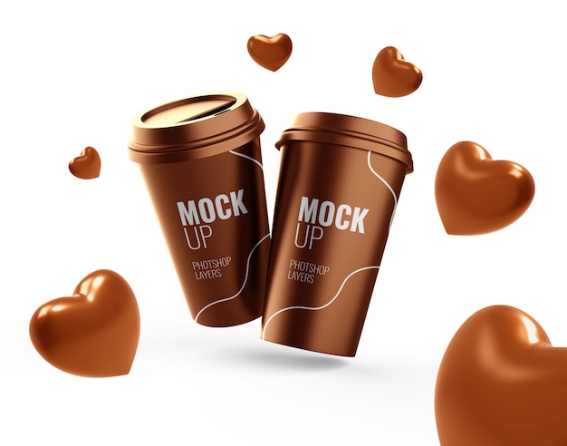 Download Premium PSD | Cup of drinking mockup valentine heart chocolate