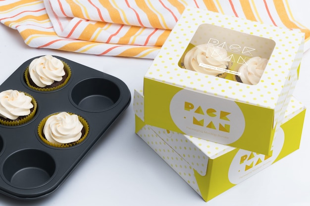 Download Cupcake box mock up design PSD file | Premium Download