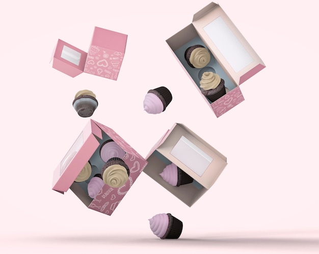 Cupcake packaging and branding mockup PSD file | Free Download