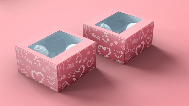 Cupcake packaging and branding mockup | Free PSD File