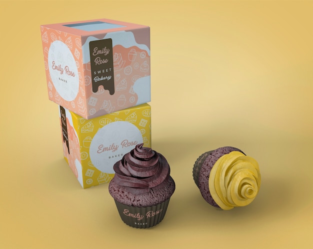 Download Cupcake packaging and branding mockup | Free PSD File