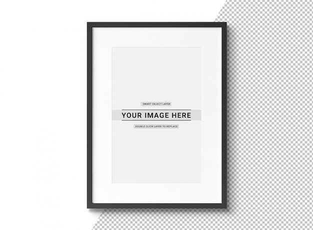 Premium PSD | Cut out black rectangular photo frame mockup