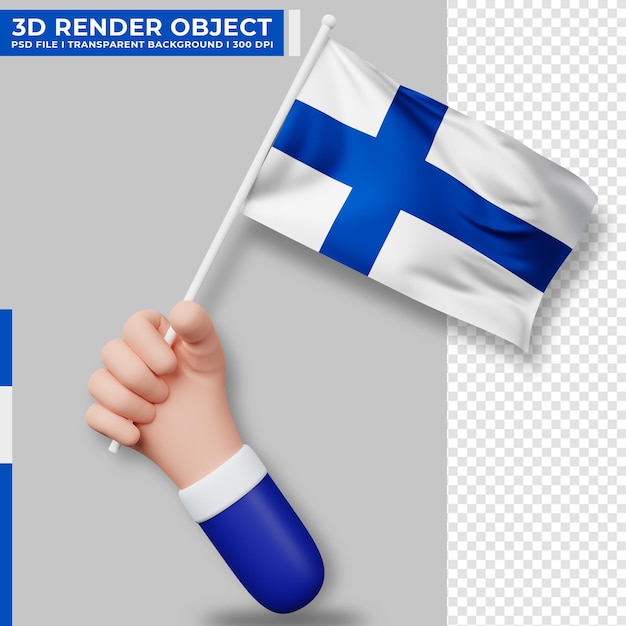 フィンランドの国旗を持っている手のかわいいイラスト フィンランド独立記念日 国旗 プレミアムpsdファイル