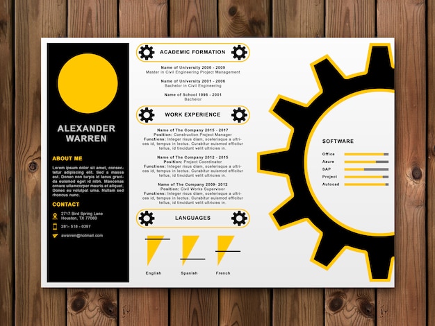 Download Cv mockup with gear wheel | Premium PSD File