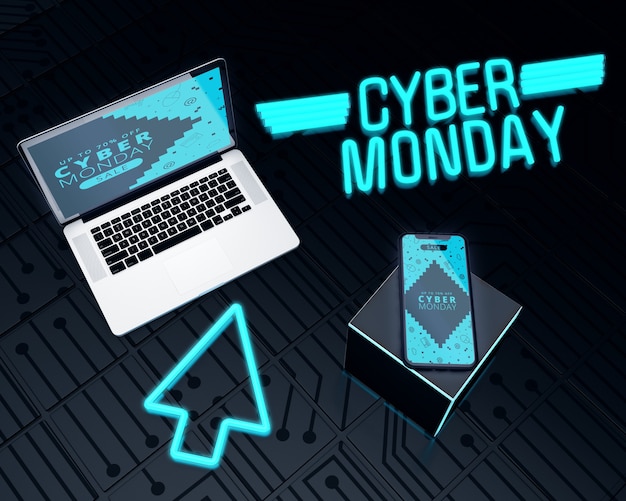 Продажи ноутбуков и телефонов cyber monday Бесплатные Psd
