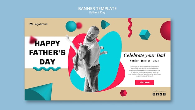 お父さんが娘の父の日バナーテンプレートで遊んで 無料のpsdファイル