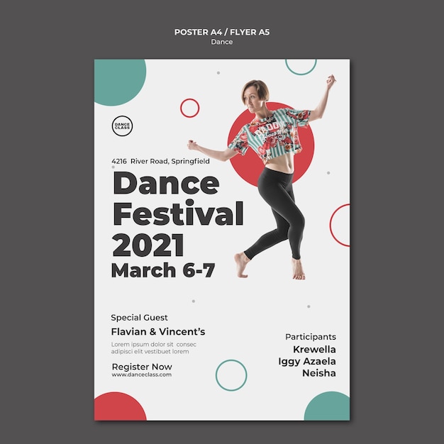 Free PSD | Dance class poster template