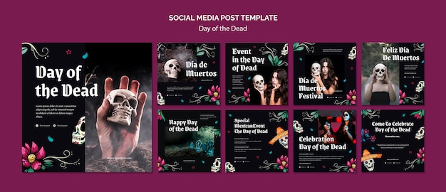 Day of the dead social media post template Premium Psd