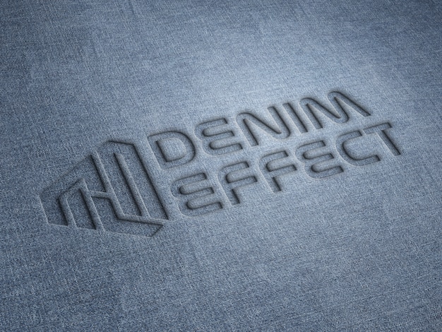 Download Debossed logo mockup on denim fabric | Premium PSD File