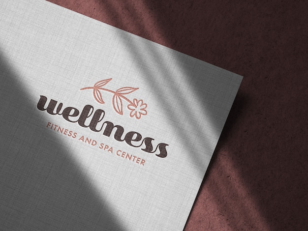 Download Debossed logo mockup on linen paper | Premium PSD File