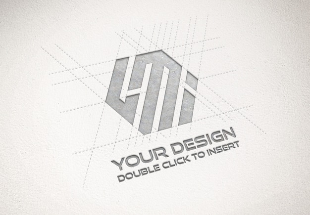 Debossed metallic logo on paper texture mockup Premium Psd