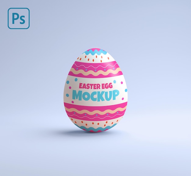 Download Premium Psd Decorated Easter Egg Mockup On A Blue Background In 3d Rendering