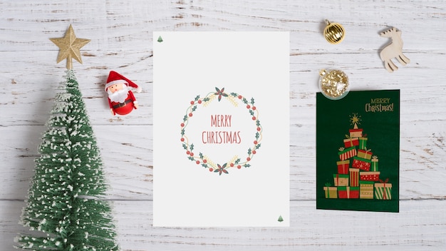 Download Free Psd Decorative Christmas Card Mockup PSD Mockup Templates