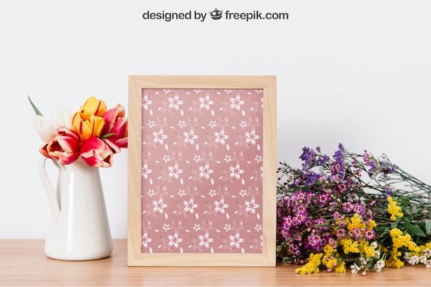Download Decorative floral mockup of frame | Free PSD File