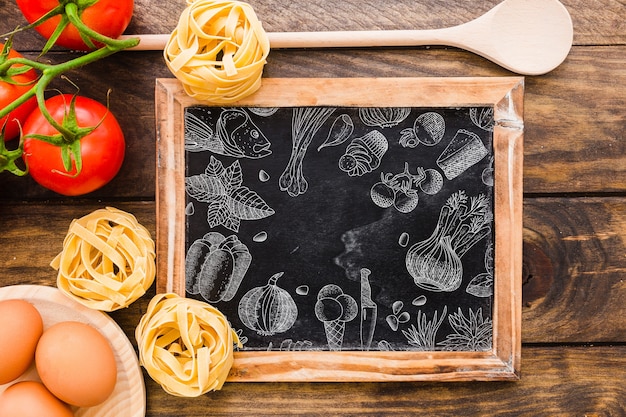 Download Decorative slate mockup with pasta concept | Free PSD File
