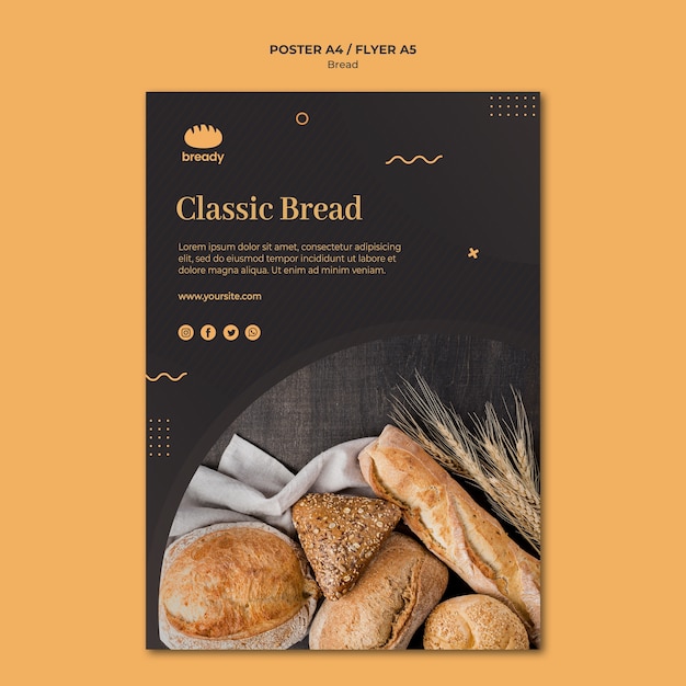 Free PSD | Delicious bakery shop poster template