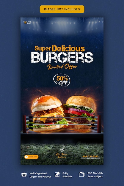  Delicious burger and food menu instagram and facebook story template