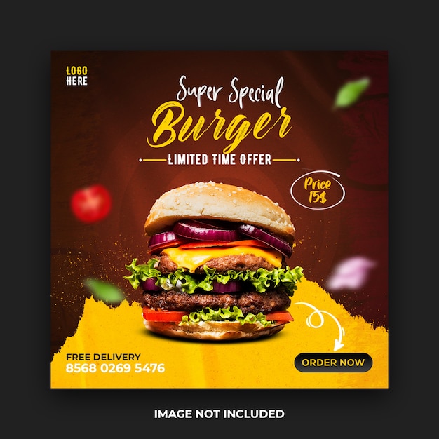 Premium Psd Delicious Burger Social Media Post Template 