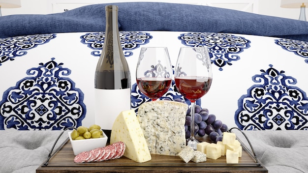 Download Delicious cheese assortment with red wine mockup | Free ...