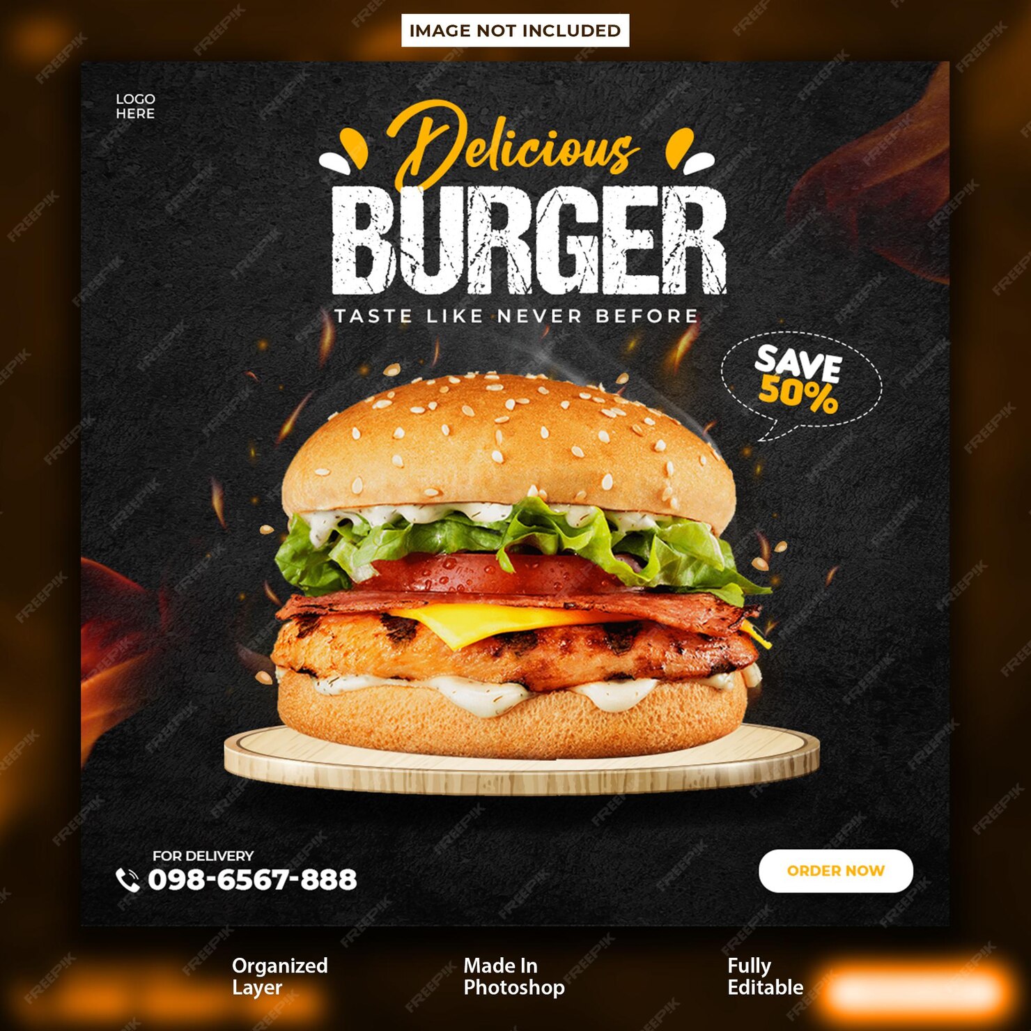 Premium PSD | Delicious chicken instagram promotional post design template