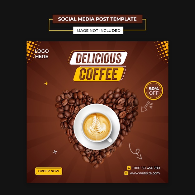 맛있는 커피 소셜 미디어 및 인스 타 그램 게시물 템플릿 프리미엄 PSD 파일