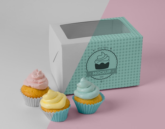 Free PSD | Delicious cupcake mockup