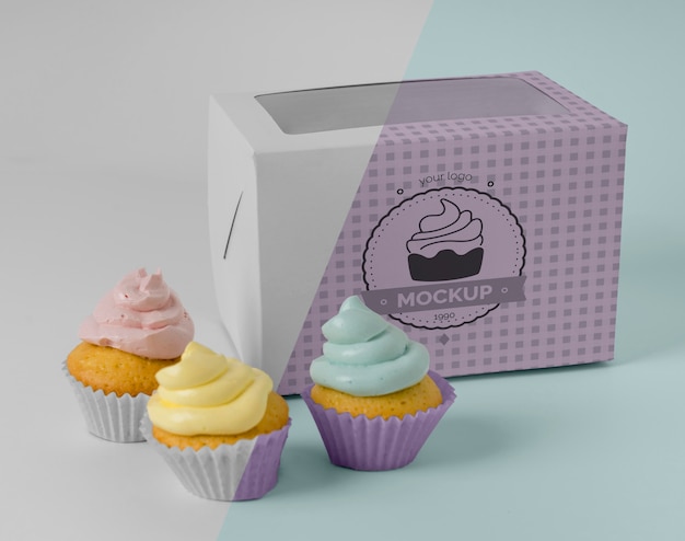 Free PSD | Delicious cupcake mockup