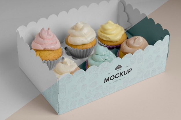 Free PSD | Delicious cupcake mockup