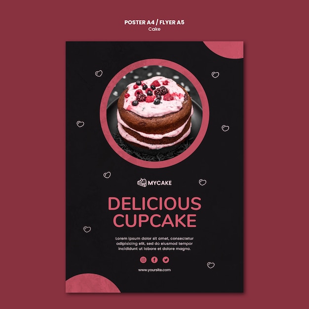 Free Psd Delicious Cupcake Poster Template