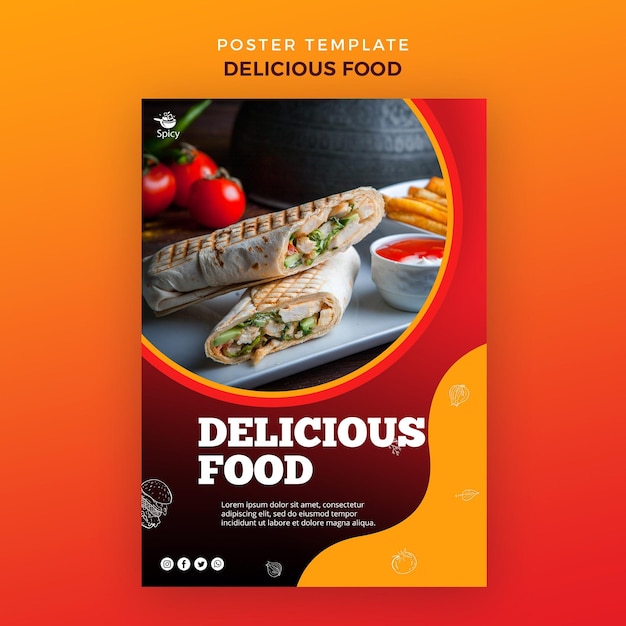 おいしい食べ物のポスターデザイン 無料のpsdファイル