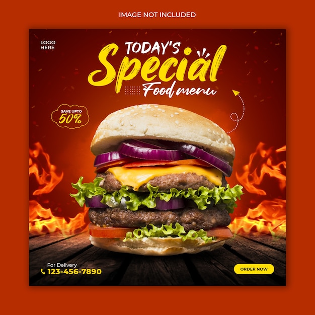 Delicious food social media post banner template Premium Psd