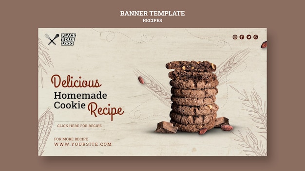 Free Psd Delicious Homemade Cookie Recipe Banner Template