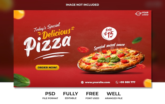 Delicious pizza fast food landing page banner advertisement template Premium Psd