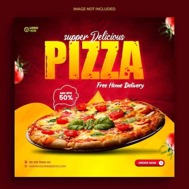 Premium PSD | Delicious pizza food social media post template