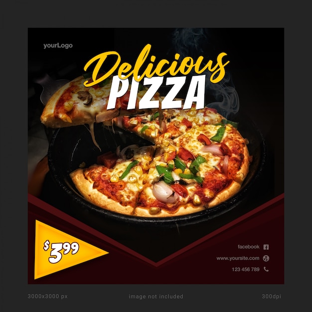 Premium PSD | Delicious pizza social media banner template