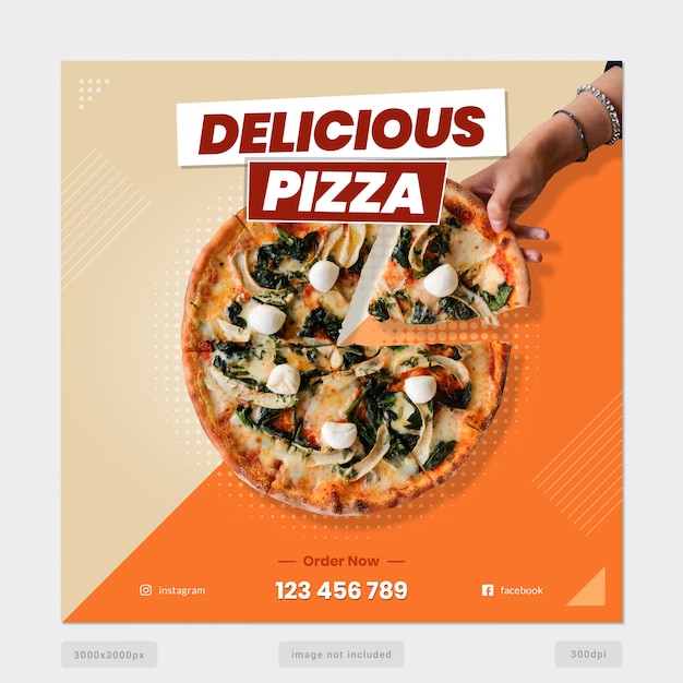 Premium Psd Delicious Pizza Social Media Post Template