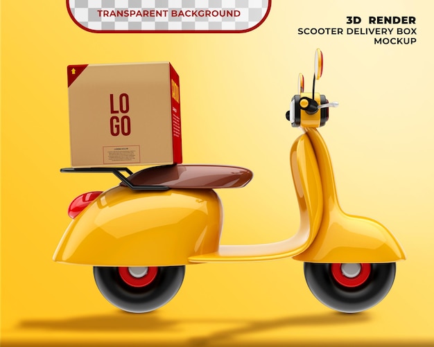 Download Premium Psd Delivery Box Mockup With Scooter 3d Render